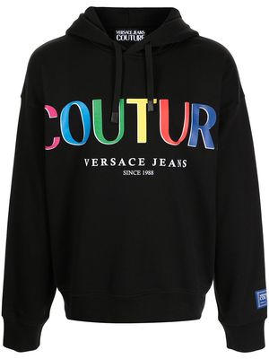 Versace Jeans Couture logo print hoodie - Black