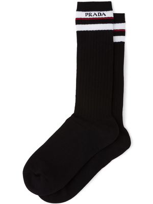 Prada logo-intarsia ankle socks - Black