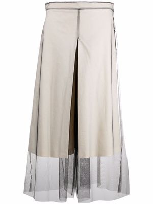 Maison Margiela Calico mesh-layered culotte trousers - Neutrals