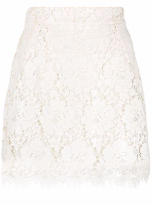Dolce & Gabbana laminated lace mini skirt - White