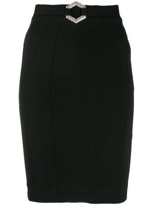 Philipp Plein elegant belted midi skirt - Black