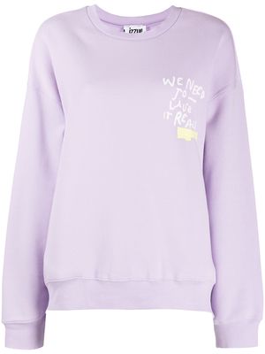 izzue text-print cotton-blend sweatshirt - Purple