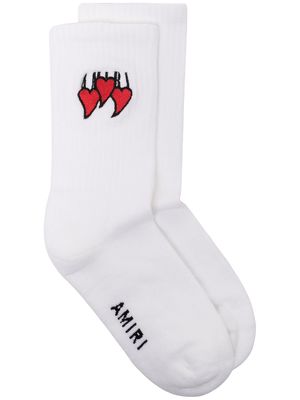 AMIRI heart-embroidered socks - White