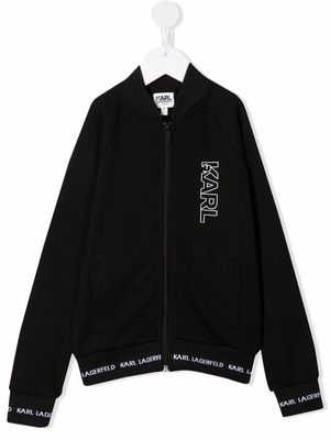 Karl Lagerfeld Kids logo-print zip-up hoodie - Black