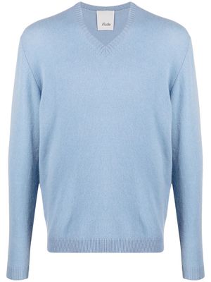 Allude fine-knit V-neck jumper - Blue