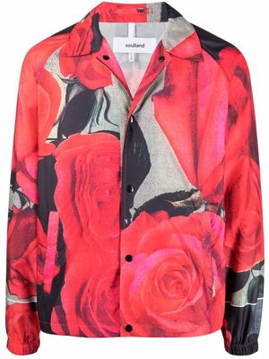 Soulland John rose-print shirt jacket - Red