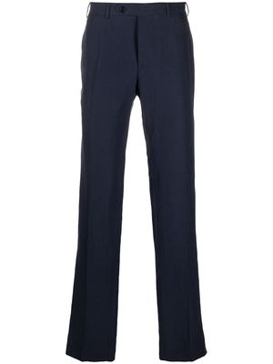 Canali straight-cut linen-blend trousers - Blue