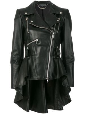 Alexander McQueen peplum waist biker jacket - Black