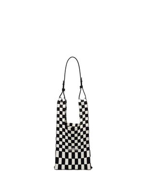 LASTFRAME Ichimatsu check-pattern tote bag - Black