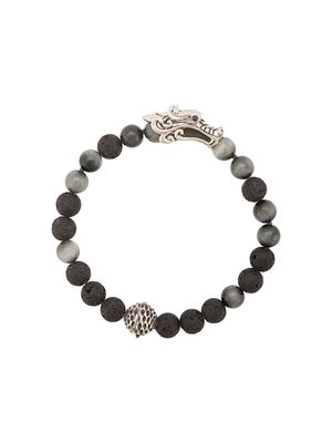 John Hardy Silver and Sapphire Legends Naga Mixed Bead Bracelet with Station - Black
