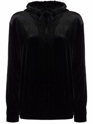 Norma Kamali long-sleeve hoodie top - Black