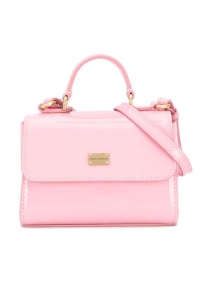 Dolce & Gabbana Kids patent leather tote bag - Pink