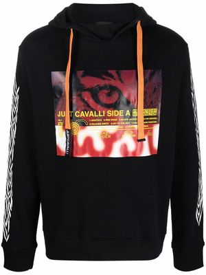 Just Cavalli graphic-print cotton hoodie - Black