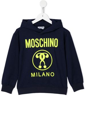 Moschino Kids logo-print cotton hoodie - Blue