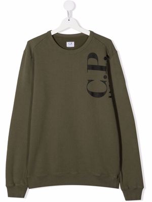 C.P. Company Kids logo-print cotton sweatshirt - Green