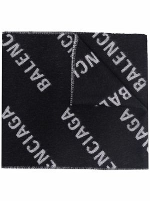 Balenciaga all-over logo scarf - Black