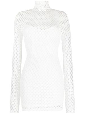 Philipp Plein mesh-overlay long-sleeve minidress - White