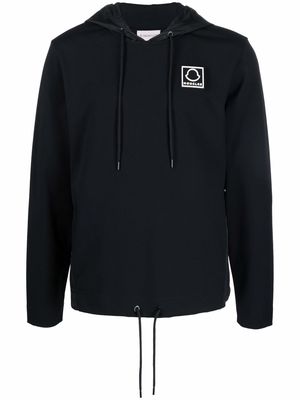 Moncler logo patch drawstring hem hoodie - Black