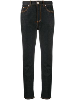 Alexander McQueen High-rise cropped denim jeans - Blue