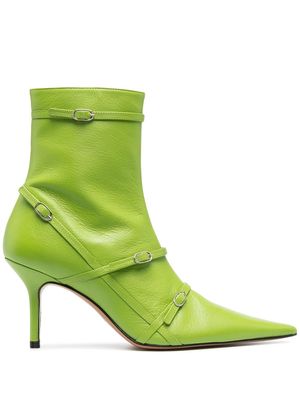 Abra Belt pointed ankle boots - Green