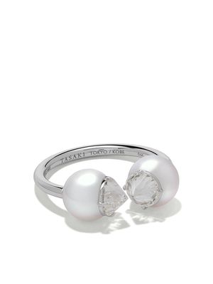 TASAKI platinum refined rebellion signature Akoya pearl and diamond ring - PLATINUM 900