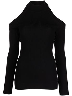 Monse ribbed-knit open back jumper - Black