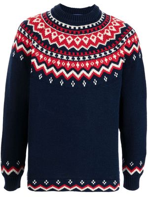 Junya Watanabe MAN geometric-print wool jumper - Blue