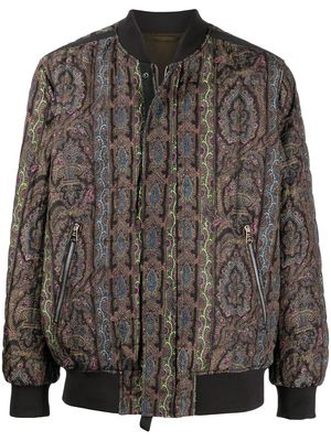 PAUL SMITH paisley-print quilted bomber jacket - Black