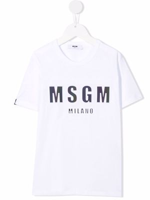 MSGM Kids logo-print short-sleeved T-shirt - White