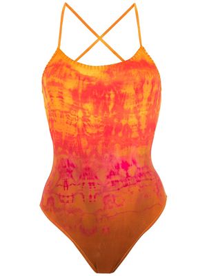 Amir Slama embroidery Tie Dye swimsuit - Orange