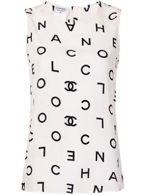 Chanel Pre-Owned 1997 logo-lettering silk vest - Black