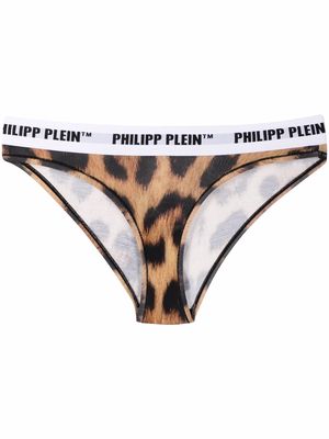 Philipp Plein leopard slip thong - Neutrals