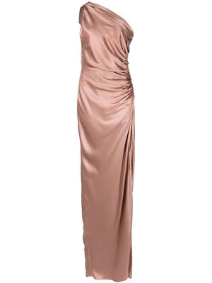 Michelle Mason one-shoulder silk gown - Pink