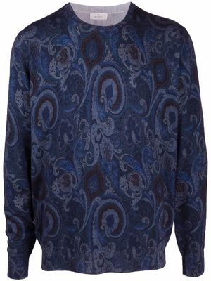 ETRO paisley-print knitted jumper - Blue