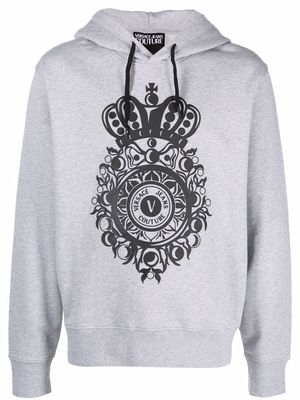 Versace Jeans Couture logo print drawstring hoodie - Grey