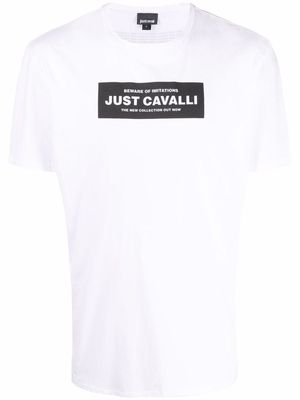 Just Cavalli warped logo-print T-shirt - White