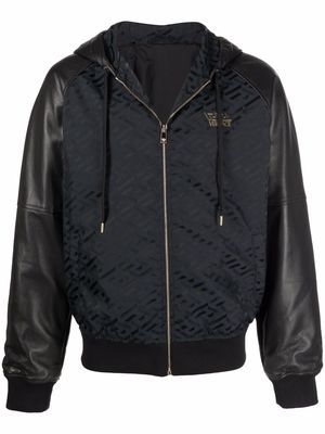 Versace Greca panelled hooded jacket - Black