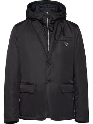 Prada logo-plaque hooded jacket - Black