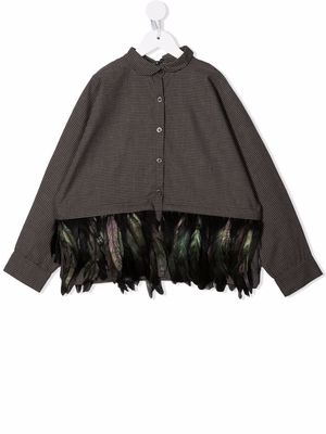Andorine feather-trimmed cotton shirt - Black