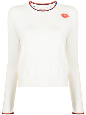PortsPURE lip-print wool jumper - White