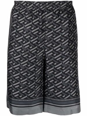 Versace Greca-print silk shorts - Black