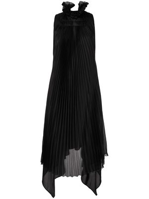 Shanshan Ruan pleated silk dress - Black