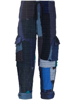Greg Lauren Artist Stitchwork cropped trousers - Blue
