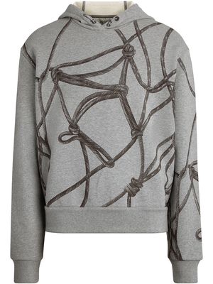 Z Zegna rope-print stretch-cotton hoodie - Grey