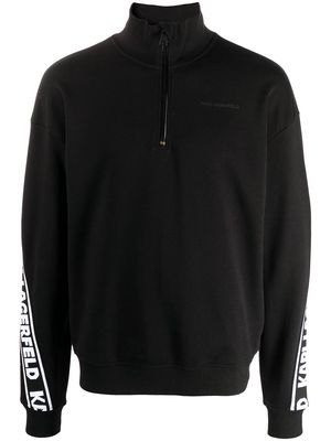 Karl Lagerfeld logo tape zip-up sweatshirt - Black