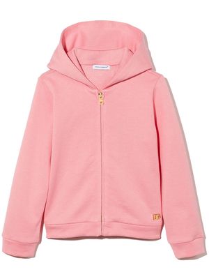 Dolce & Gabbana Kids logo-plaque zip-up hoodie - Pink