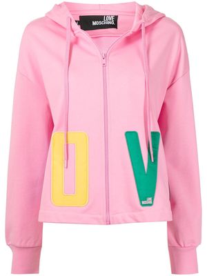 Love Moschino logo-print pullover hoodie - Pink
