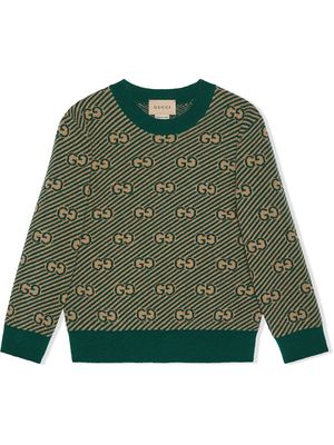 Gucci Kids GG monogram knit jumper - Green