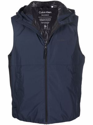 Calvin Klein logo-print hooded zip-up vest - Blue