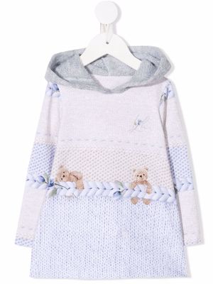 Lapin House purl-knit hooded dress - Neutrals